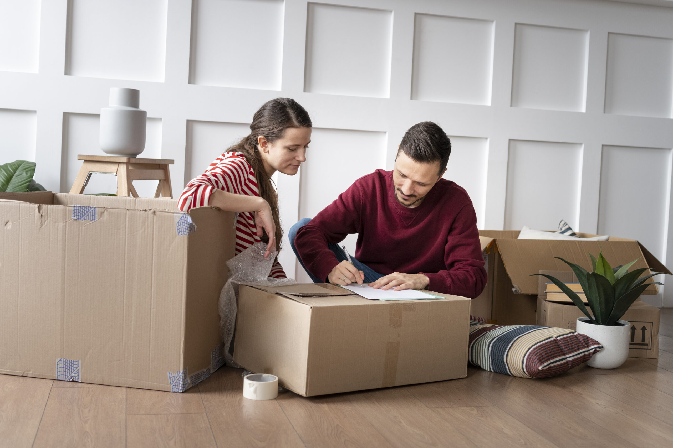 young family moving into new home